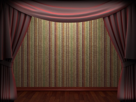 Red velvet curtain opening scene made in 3dの写真素材