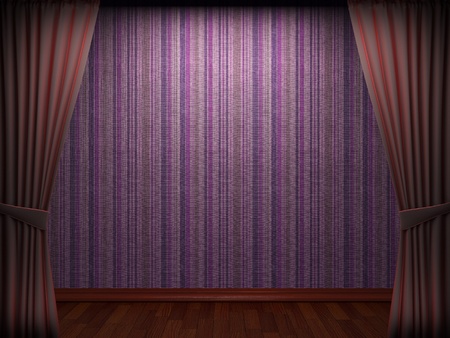 Red velvet curtain opening scene made in 3dの写真素材