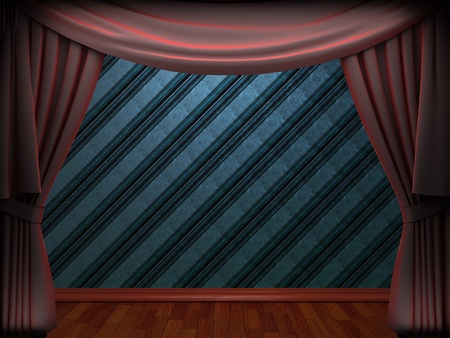Red velvet curtain opening scene made in 3dの写真素材