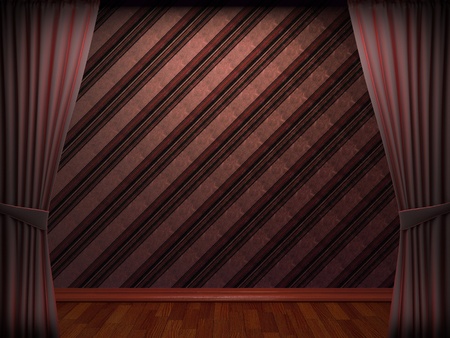 Red velvet curtain opening scene made in 3dの写真素材