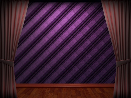 Red velvet curtain opening scene made in 3dの写真素材
