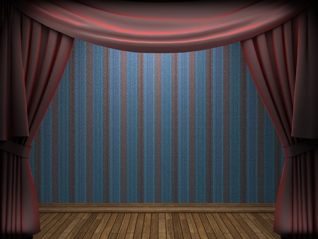 Red velvet curtain opening scene made in 3dの写真素材