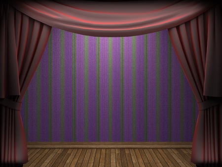 Red velvet curtain opening scene made in 3dの写真素材