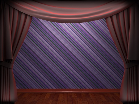 Red velvet curtain opening scene made in 3dの写真素材
