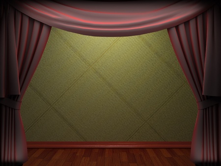 Red velvet curtain opening scene made in 3dの写真素材