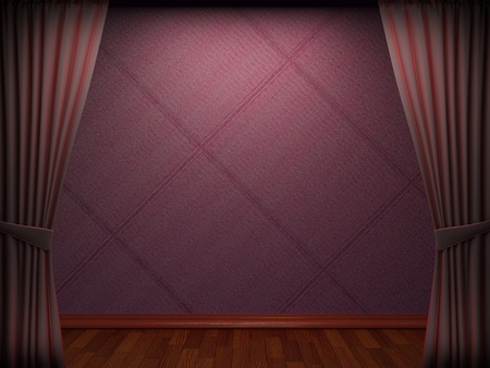 Red velvet curtain opening scene made in 3dの写真素材