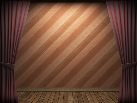 Red velvet curtain opening scene made in 3dの写真素材
