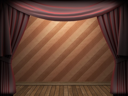 Red velvet curtain opening scene made in 3dの写真素材