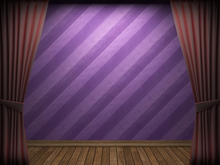 Red velvet curtain opening scene made in 3dの写真素材