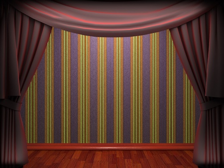 Red velvet curtain opening scene made in 3dの写真素材