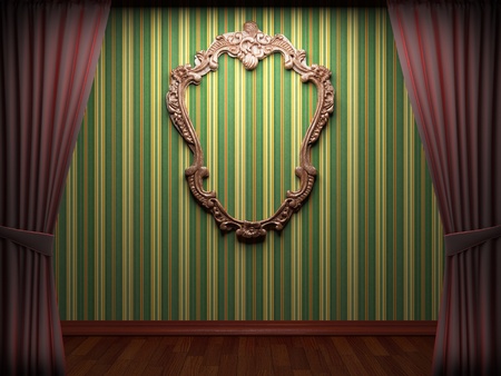 Red velvet curtain opening scene made in 3dの写真素材