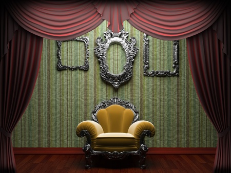 Red velvet curtain opening scene made in 3dの写真素材