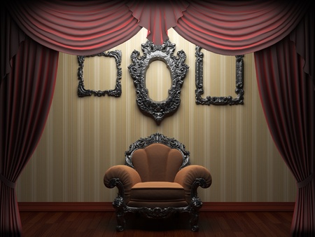 Red velvet curtain opening scene made in 3dの写真素材