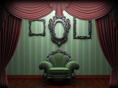 Red velvet curtain opening scene made in 3dの写真素材