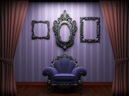 Red velvet curtain opening scene made in 3dの写真素材