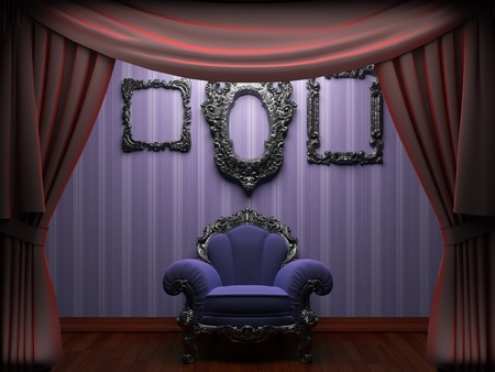 Red velvet curtain opening scene made in 3dの写真素材
