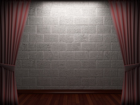 Red velvet curtain opening scene made in 3dの写真素材