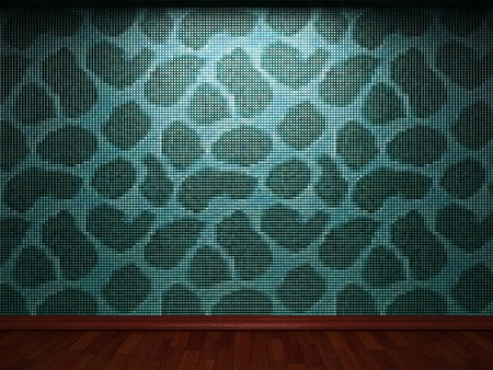 illuminated tile wall made in 3D graphicsの写真素材