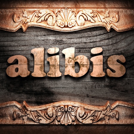 alibis on wood carvingの写真素材
