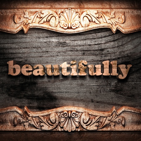 Golden word on wood の写真素材