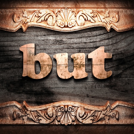 Golden word on wood の写真素材