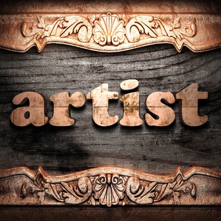 Golden word on wood の写真素材