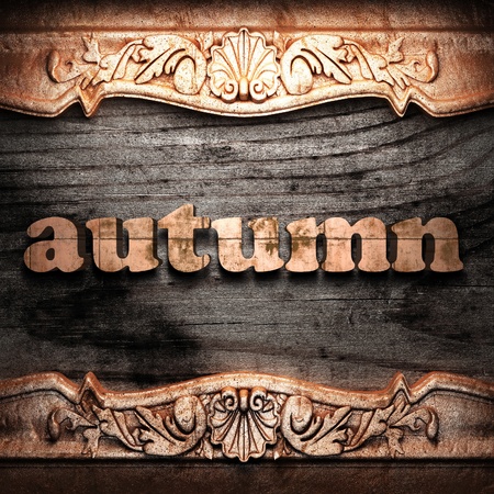 Golden word on wood の写真素材