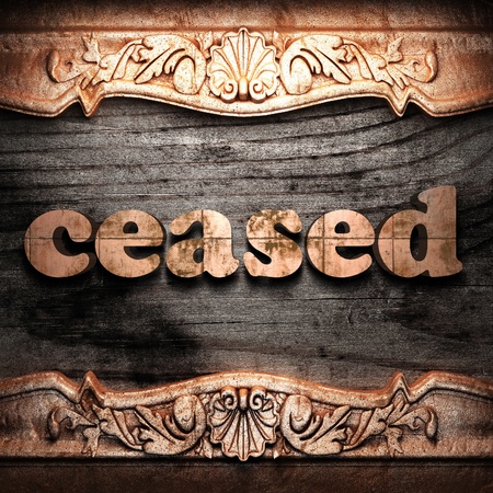 Golden word on wood の写真素材