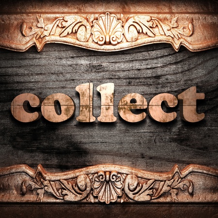 Golden word on wood の写真素材
