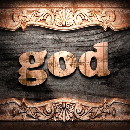 Golden word on woodの写真素材