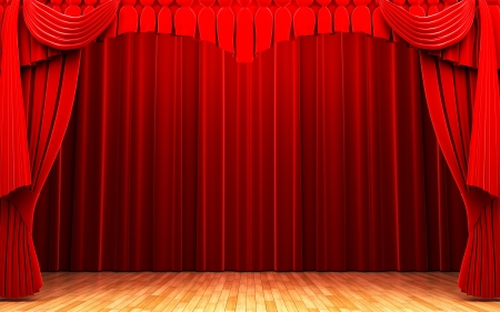 Red velvet curtain opening sceneの写真素材