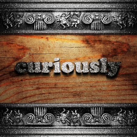 iron word on wood made in 3Dの写真素材