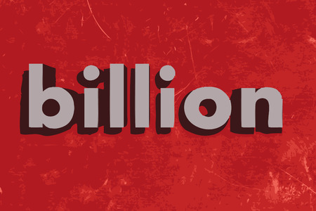 billion vector word on red concrete wallのイラスト素材