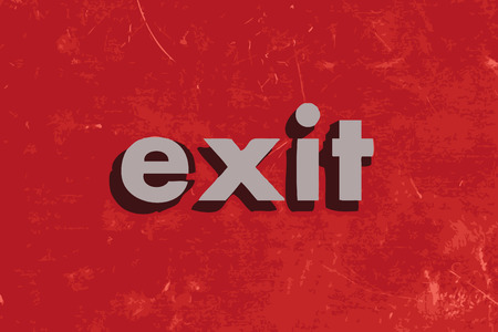exit vector word on red concrete wallのイラスト素材