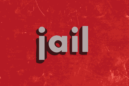 jail word on red concrete wallのイラスト素材