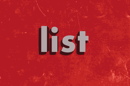 list word on red concrete wallのイラスト素材