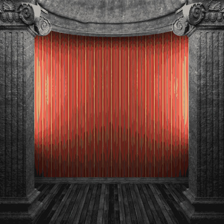 vector stone columns and wallpaperのイラスト素材