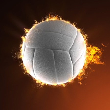volleyball ball in fireの写真素材