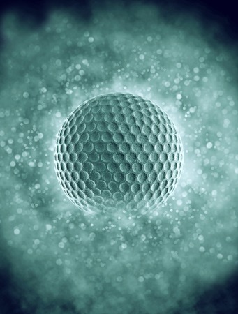 golf ball in smoke with bokehの写真素材