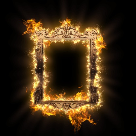 burning metal frameの写真素材