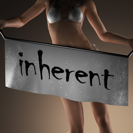 inherent word on banner and bikiny womanの写真素材