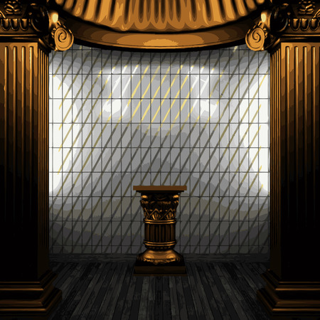 vector bronze columns, pedestal and tile wallのイラスト素材