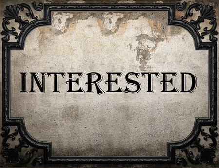 interested word on concrette wallの写真素材