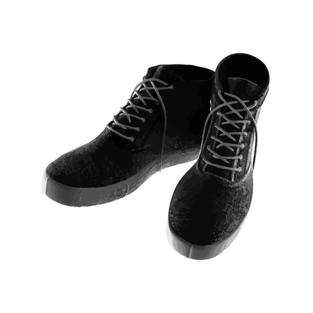 vector vintage black shoesのイラスト素材