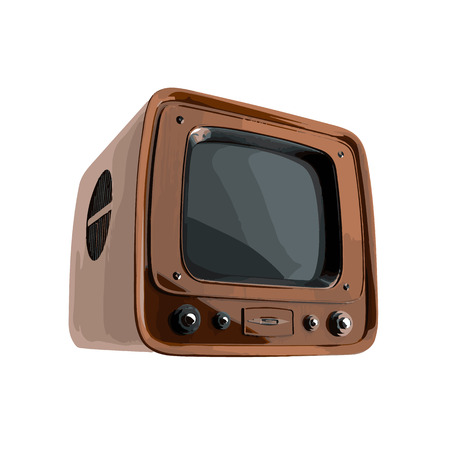 vector Retro tv with wooden caseのイラスト素材