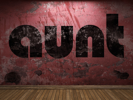 aunt word on red wallの写真素材
