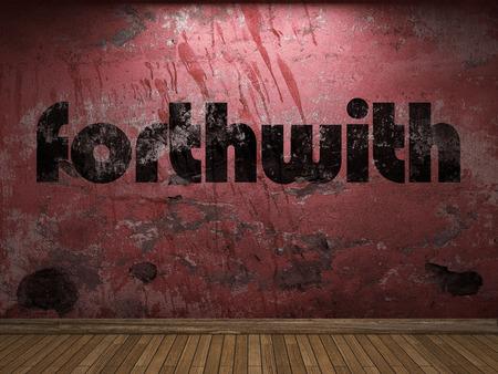 forthwith word on red wallの写真素材
