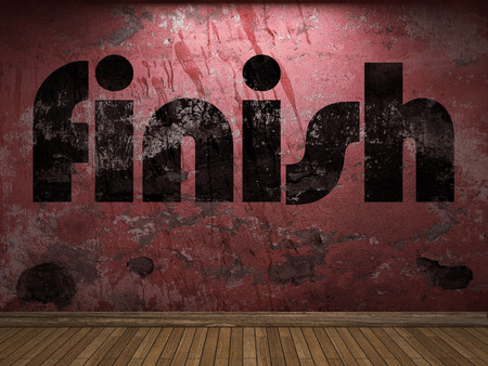 finish word on red wallの写真素材