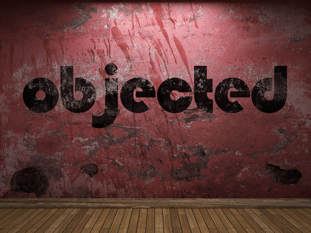 objected word on red wall objected word on red wall