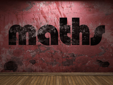 maths word on red wallの写真素材